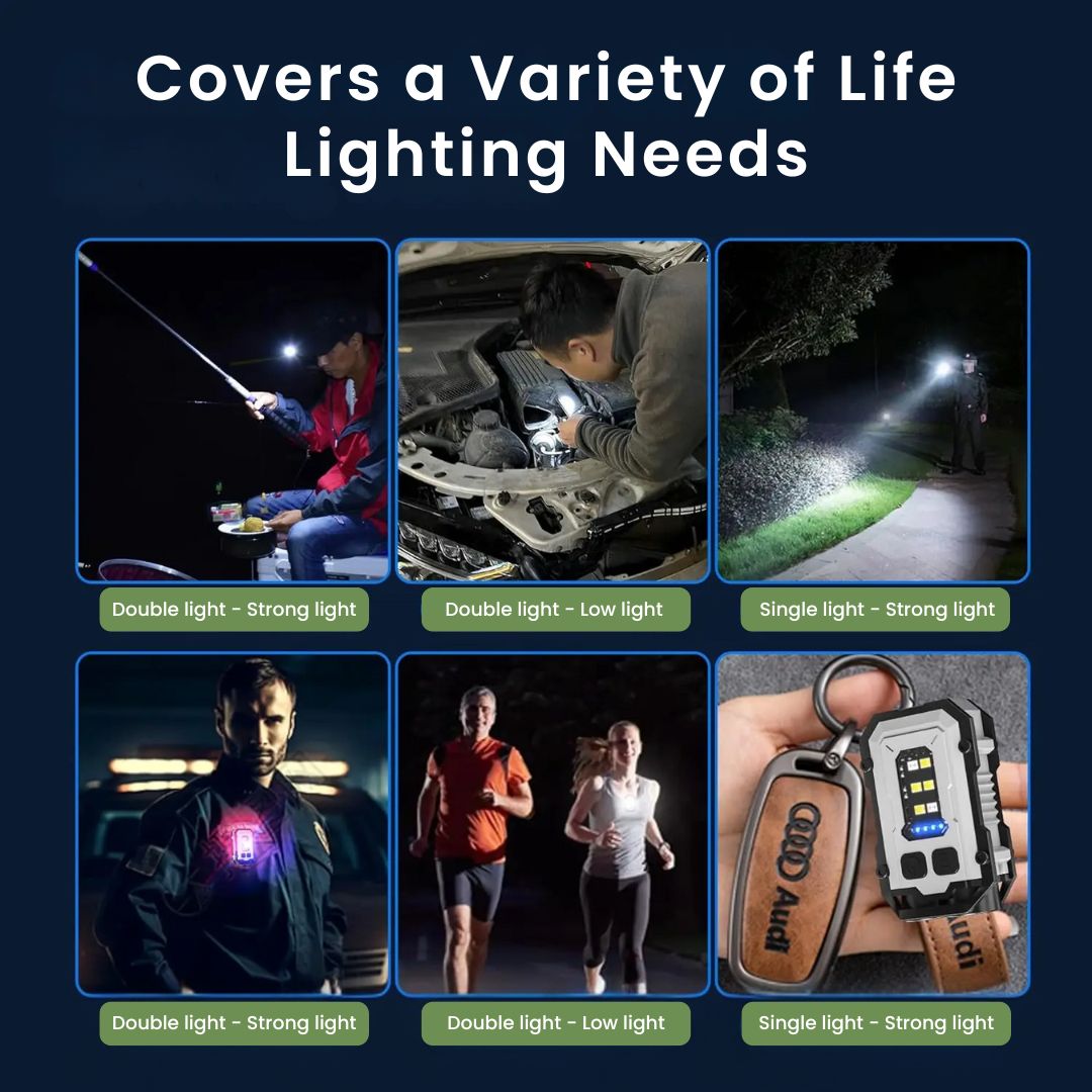 Small Rechargeable Flashlight - Best keychain LED torch with magnetic clip and COB light