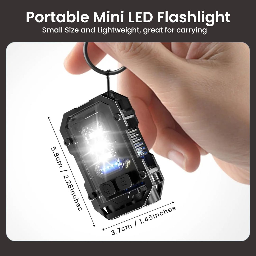 Small Rechargeable Flashlight - Best keychain LED torch with magnetic clip and COB light