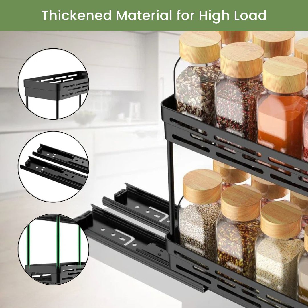 Spice Racks for Cabinets - Pull Out Organizer for Counter & Pantry