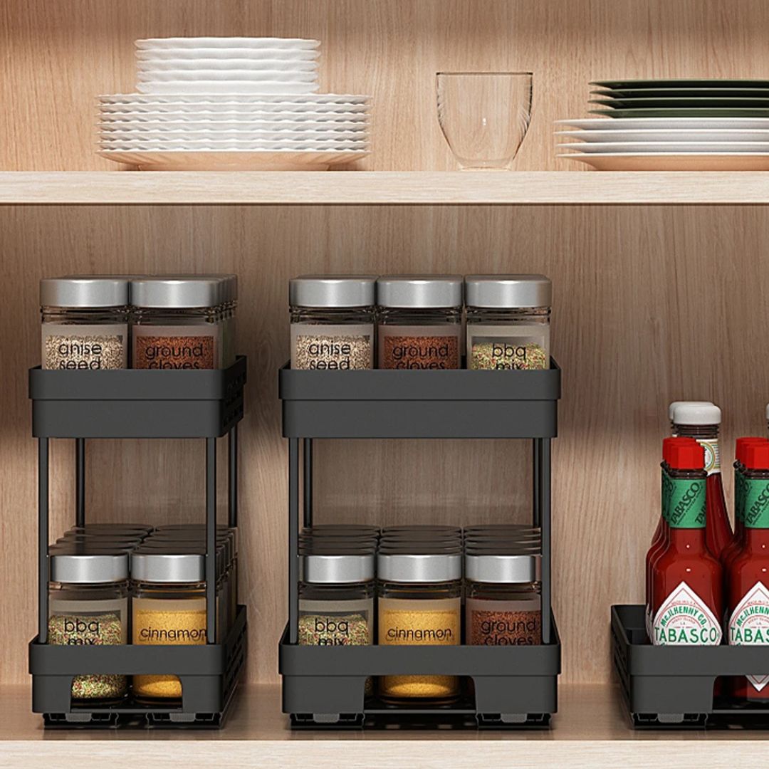 Spice Racks for Cabinets - Pull Out Organizer for Counter & Pantry