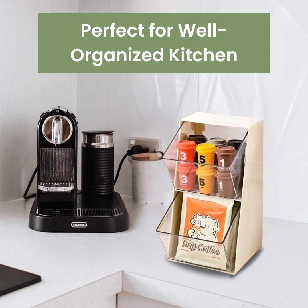 Tea Bag Organizer - Multi-Compartment Coffee Tea Storage Box, Compact Tea Holder for Office and Kitchen Organization