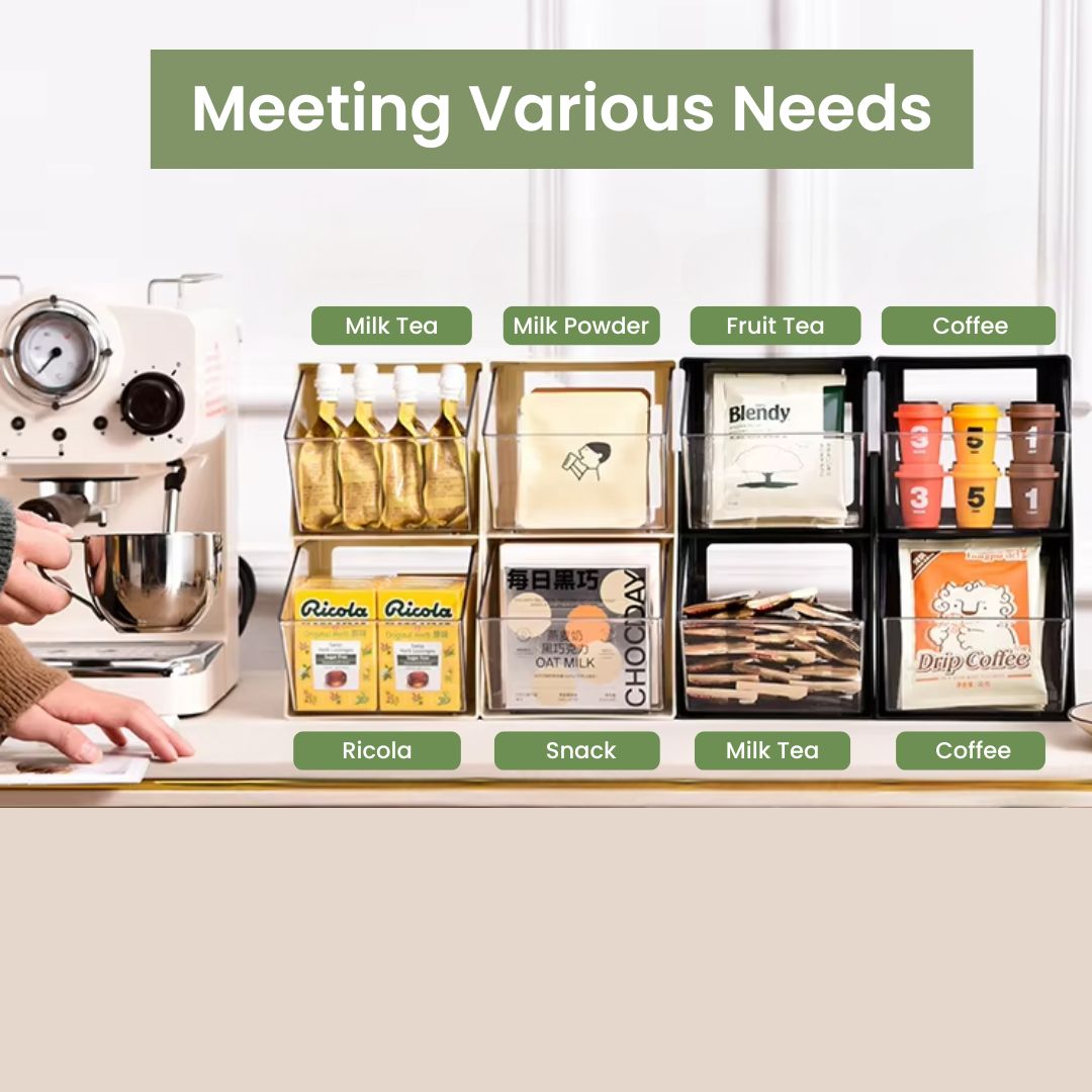 Tea Bag Organizer - Multi-Compartment Coffee Tea Storage Box, Compact Tea Holder for Office and Kitchen Organization