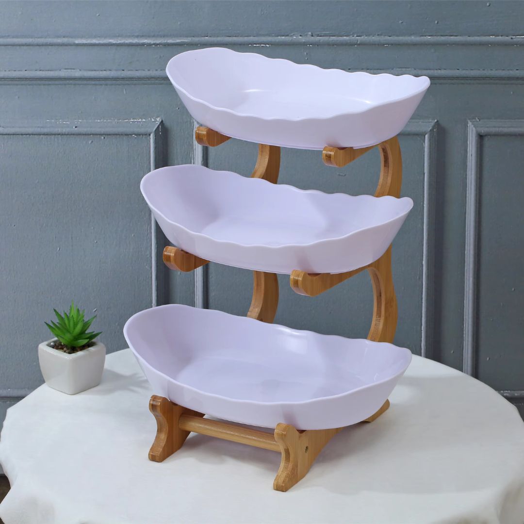 Fruit Holder – Wood 2/3 Tier Stand, Table Organizer, Multi-Purpose Storage for Fruits, Snacks & Vegetables