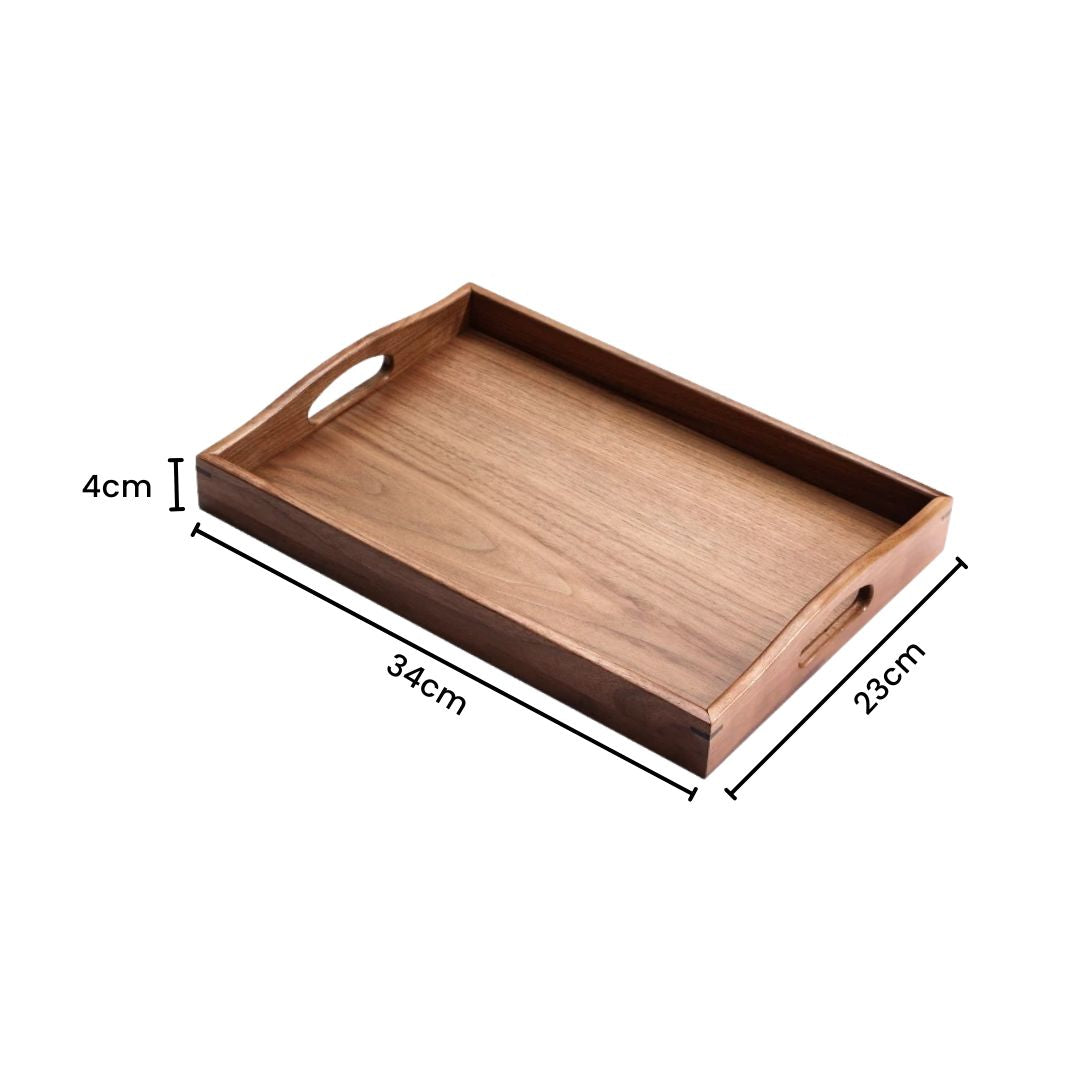 Wooden Tray - Rustic Serving Tray with Handles, Walnut Kitchen & Home Tray