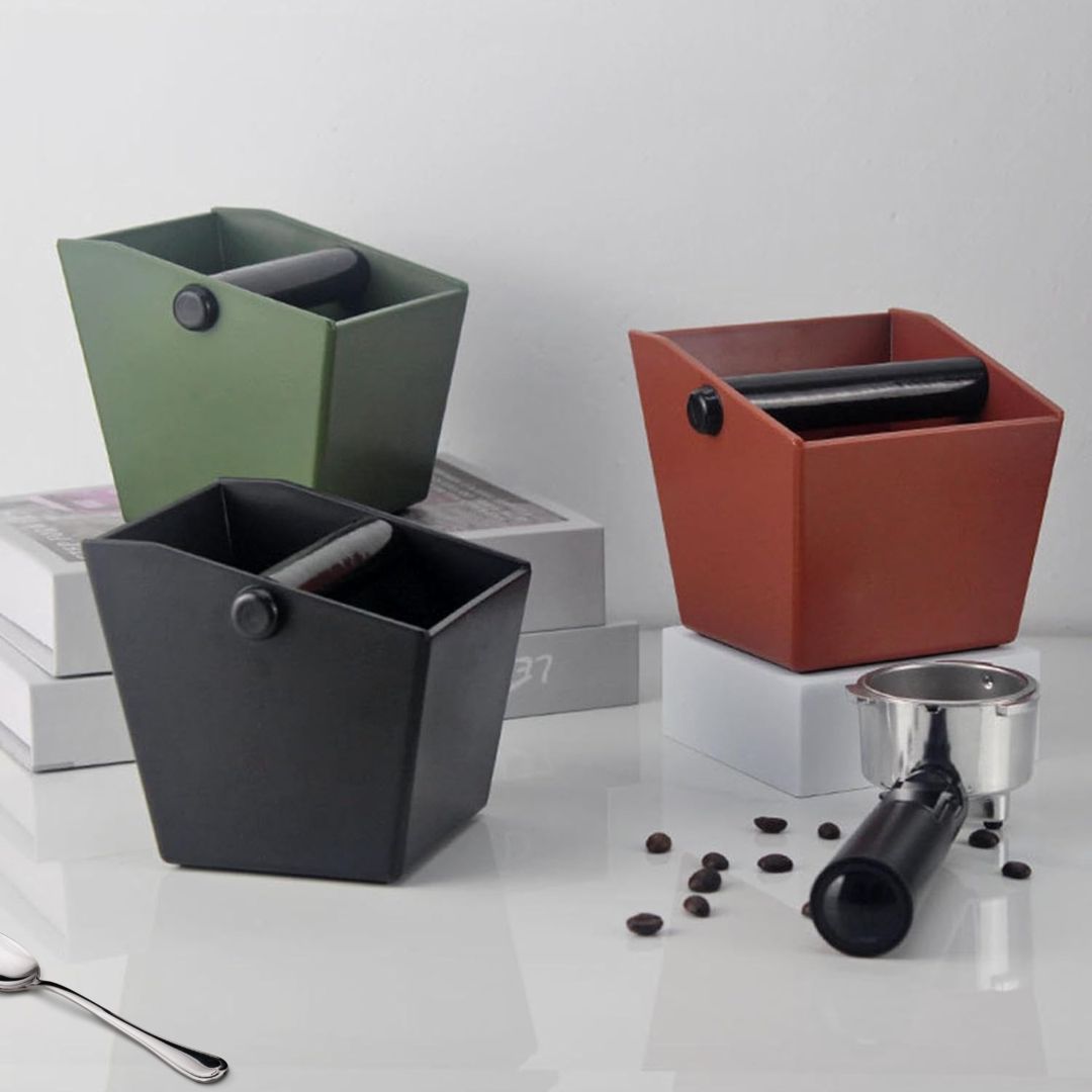 Coffee Knock Box - Anti-Slip Espresso Grounds Bin for Coffee Stations