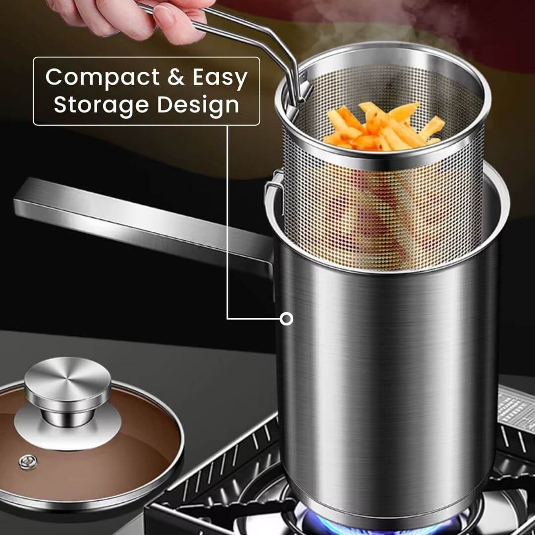 Deep Fryer Pot – Stainless Steel Pot with Basket for Frying Chicken, Seafood Deep Fry Pot for Turkey