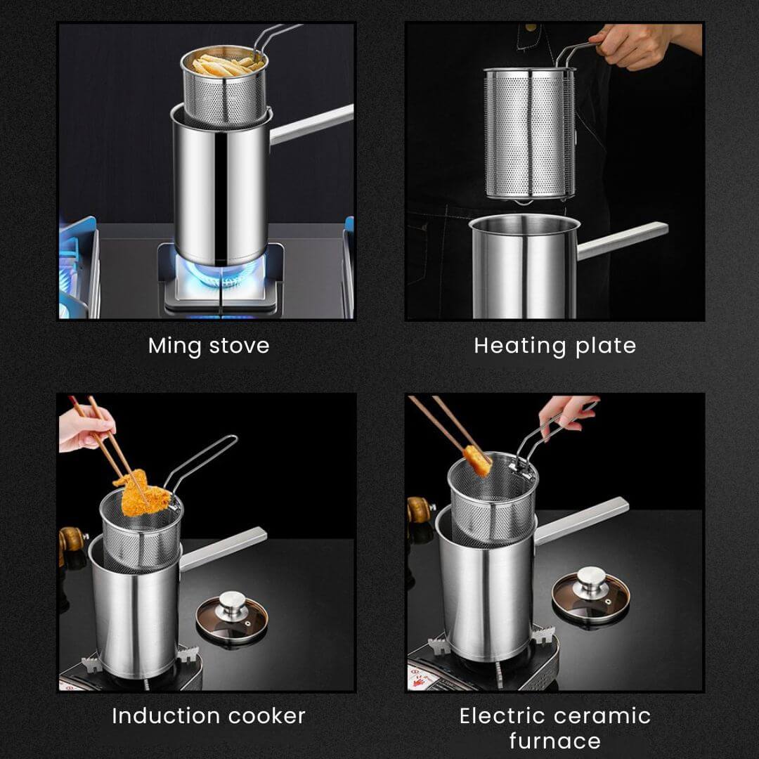 Deep Fryer Pot – Stainless Steel Pot with Basket for Frying Chicken, Seafood Deep Fry Pot for Turkey