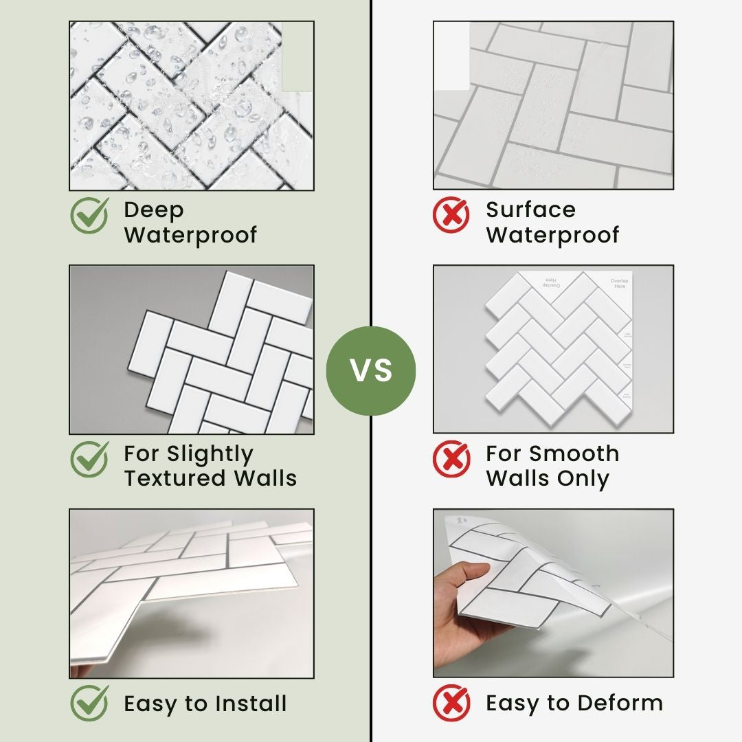 Herringbone Wallpaper – Peel and Stick 3D Sheets for Bathroom or Kitchen Usage