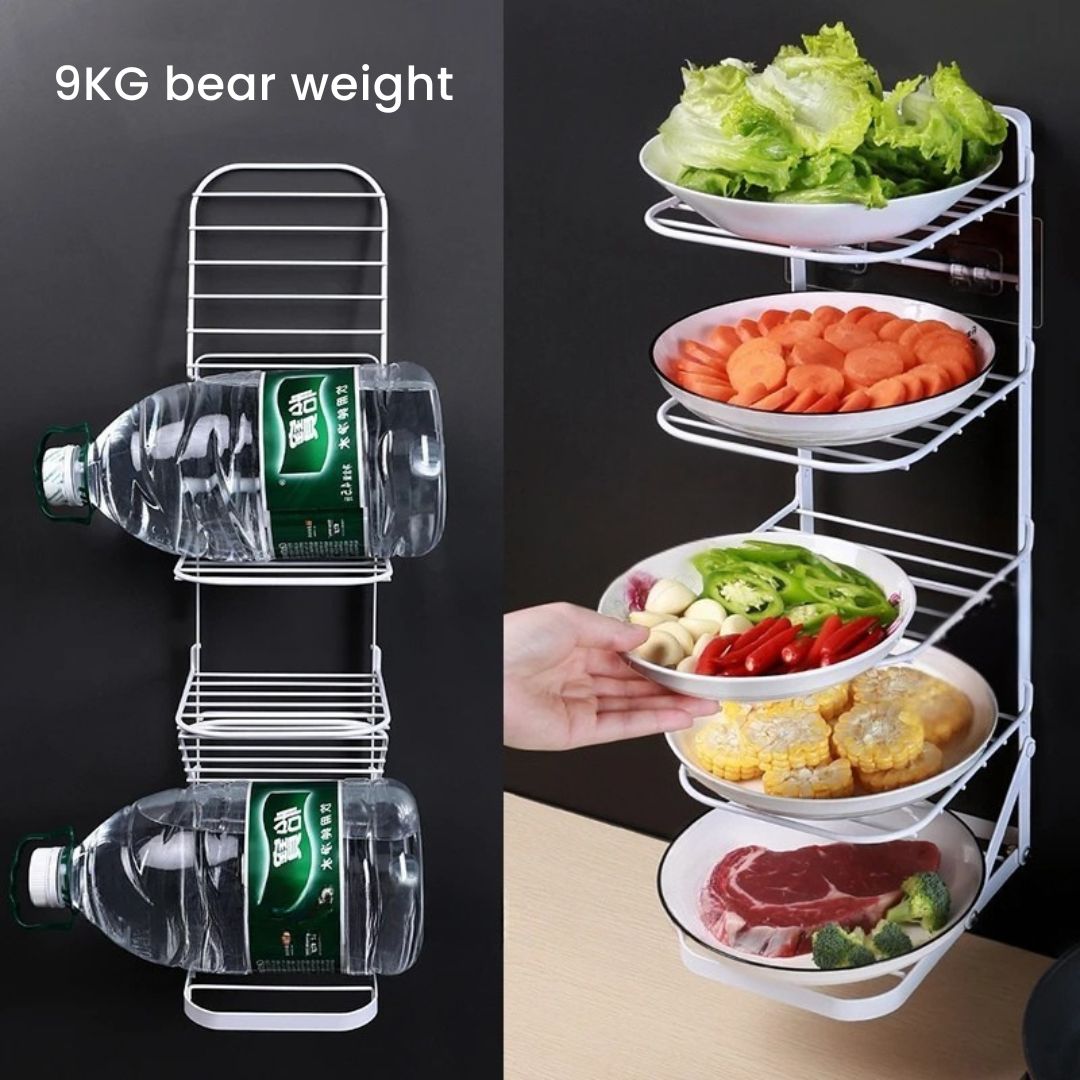 Kitchen Counter Corner Shelf – 4-Tier Durable Plate Organizer for Kitchen Cabinets, and Pantry Storage