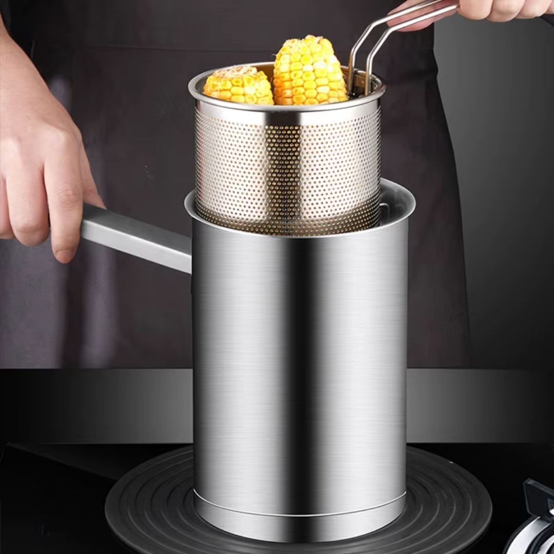 Deep Fryer Pot – Stainless Steel Pot with Basket for Frying Chicken, Seafood Deep Fry Pot for Turkey