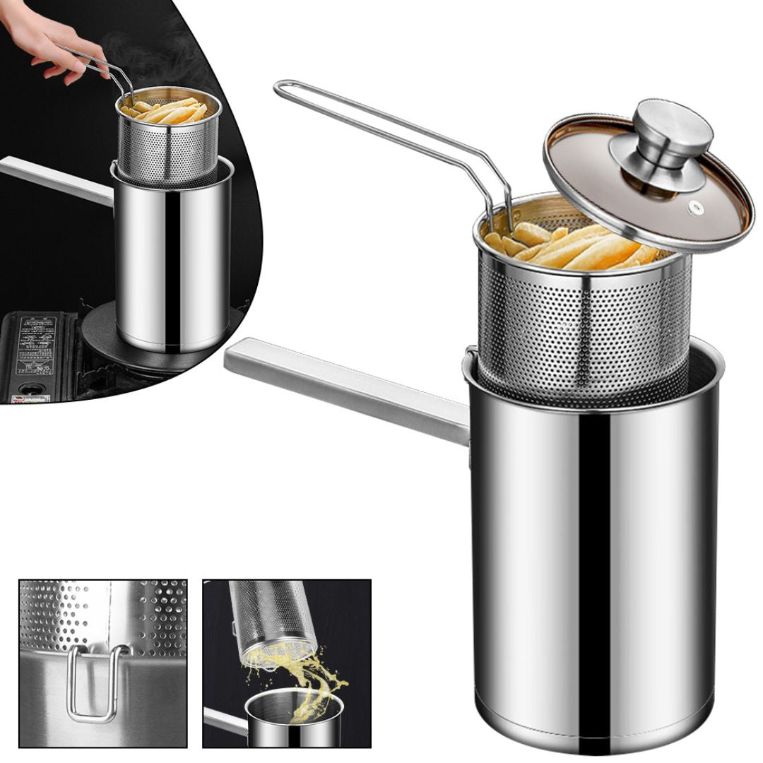 Deep Fryer Pot – Stainless Steel Pot with Basket for Frying Chicken, Seafood Deep Fry Pot for Turkey