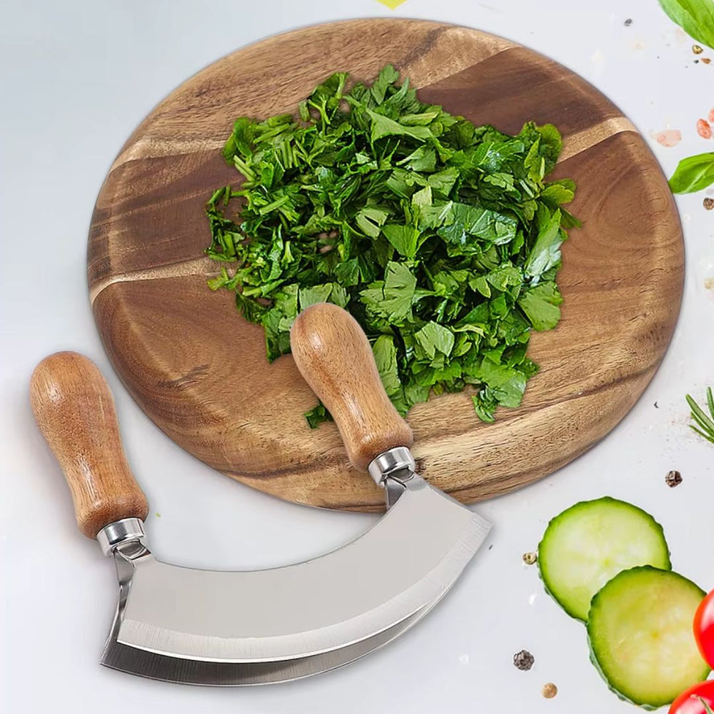 Wooden Round Cutting Board With Knife – Cooking Detective