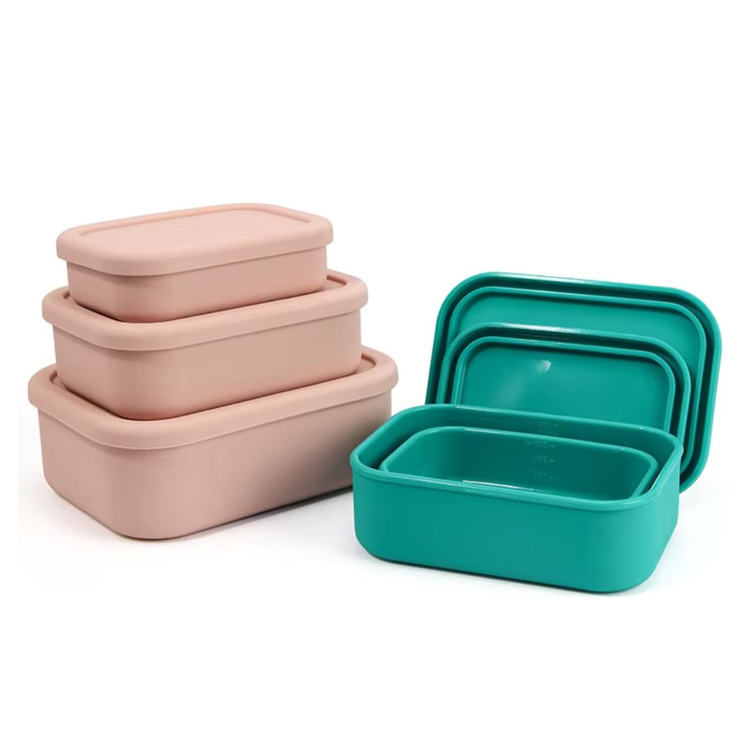 Silicone Bento Box - Microwave Safe Lunch Box Container, Portable Food Container for Meal Prep
