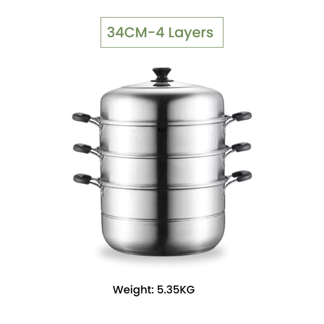 Stainless Steel Steaming Pot - Large Steam Cookware for Gas Stove, & More
