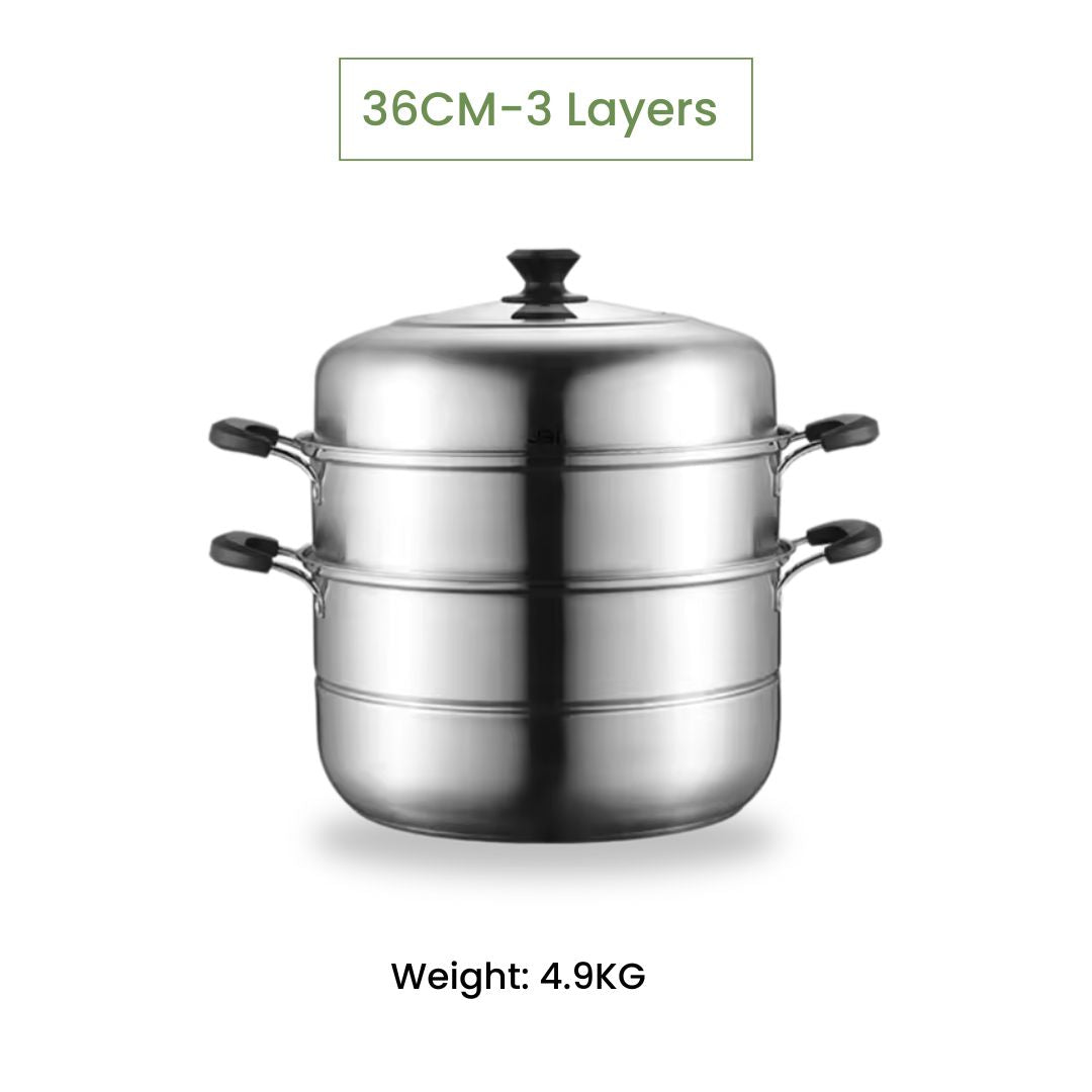 Stainless Steel Steaming Pot - Large Steam Cookware for Gas Stove, & More