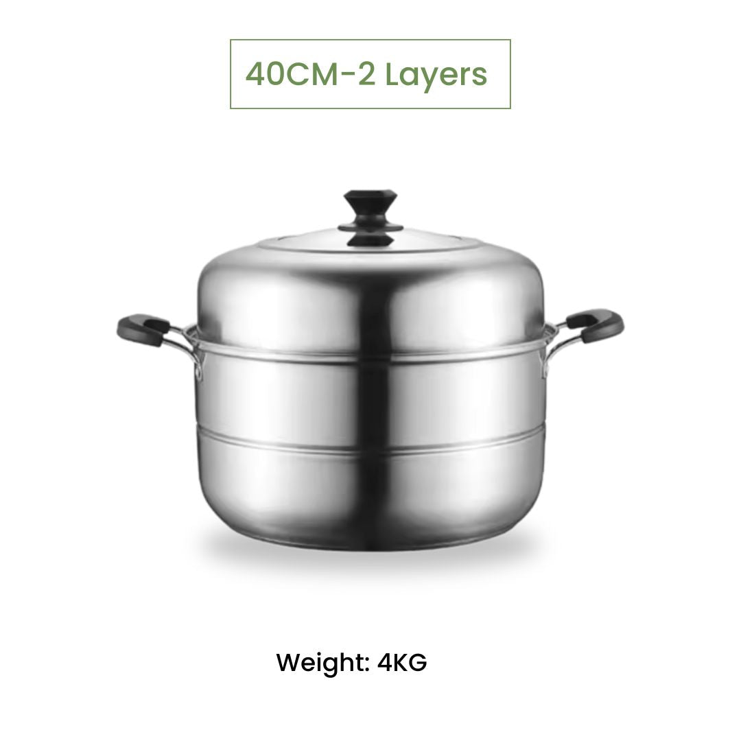 Stainless Steel Steaming Pot - Large Steam Cookware for Gas Stove, & More