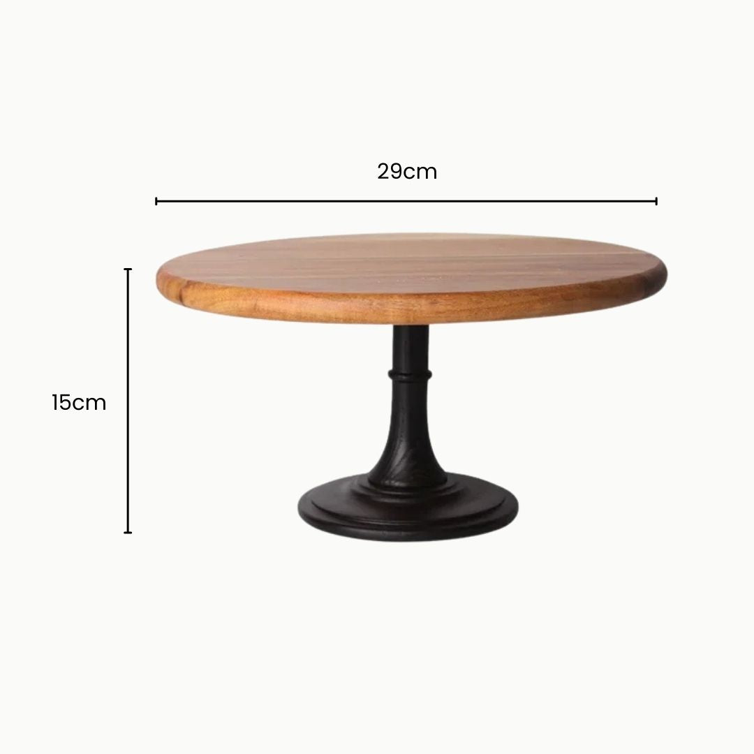 Wooden Cake Stand - Natural Acacia, Rustic Round Design for Weddings, Parties & Desserts