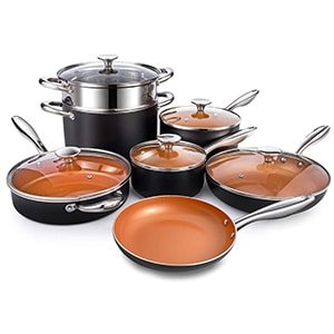 michelangelo copper pots and pans set nonstick 12 piece